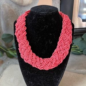 Pink beaded braid necklace
